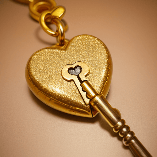 AI generated: reiki healing energy inside a heart shaped lock and key, gold glitters, photo realistic, 4k, highly ...