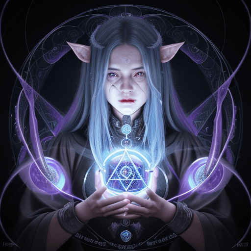 AI generated: Surreal Alchemist: An female character portrait of a master alchemist, with face surrounded by alche...
