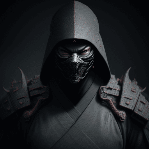 AI generated: ninja japanese, olpntng style, different world, Beksinski style Giger style, octane render, unreal e...
