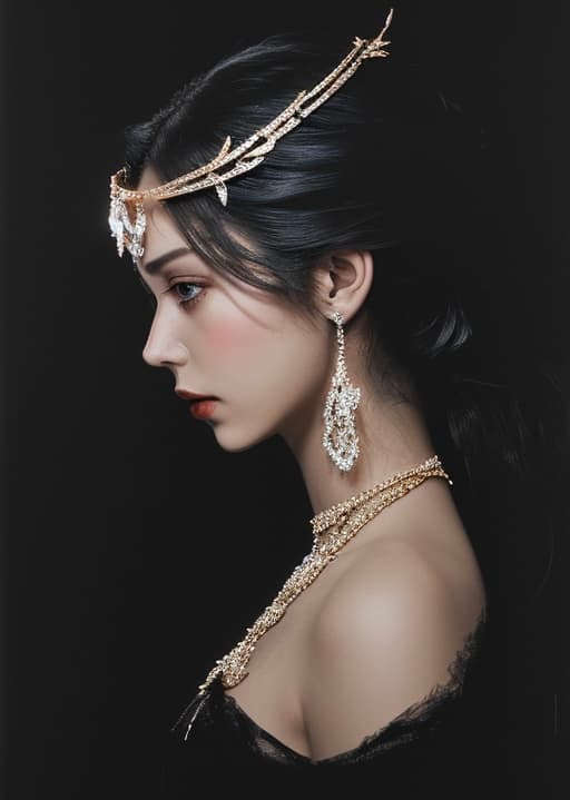 AI generated: abstract art:1.3), (style of  dark theme, night aesthetic, 1girl, (jewelry:1.1), jeweled circlet, si...