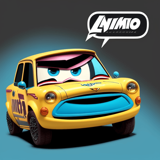 AI generated: actua como un diseñador de de comics y creame una imagen de un carro electrico animado tipo pixar ca...