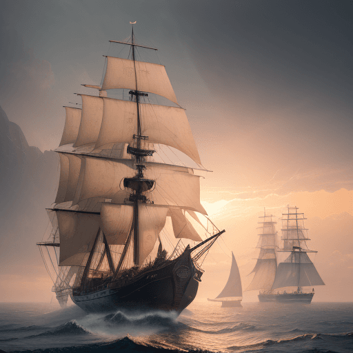 AI generated: Photo of a ultra realistic sailing ship, dramatic light, pale sunrise, cinematic lighting, battered,...