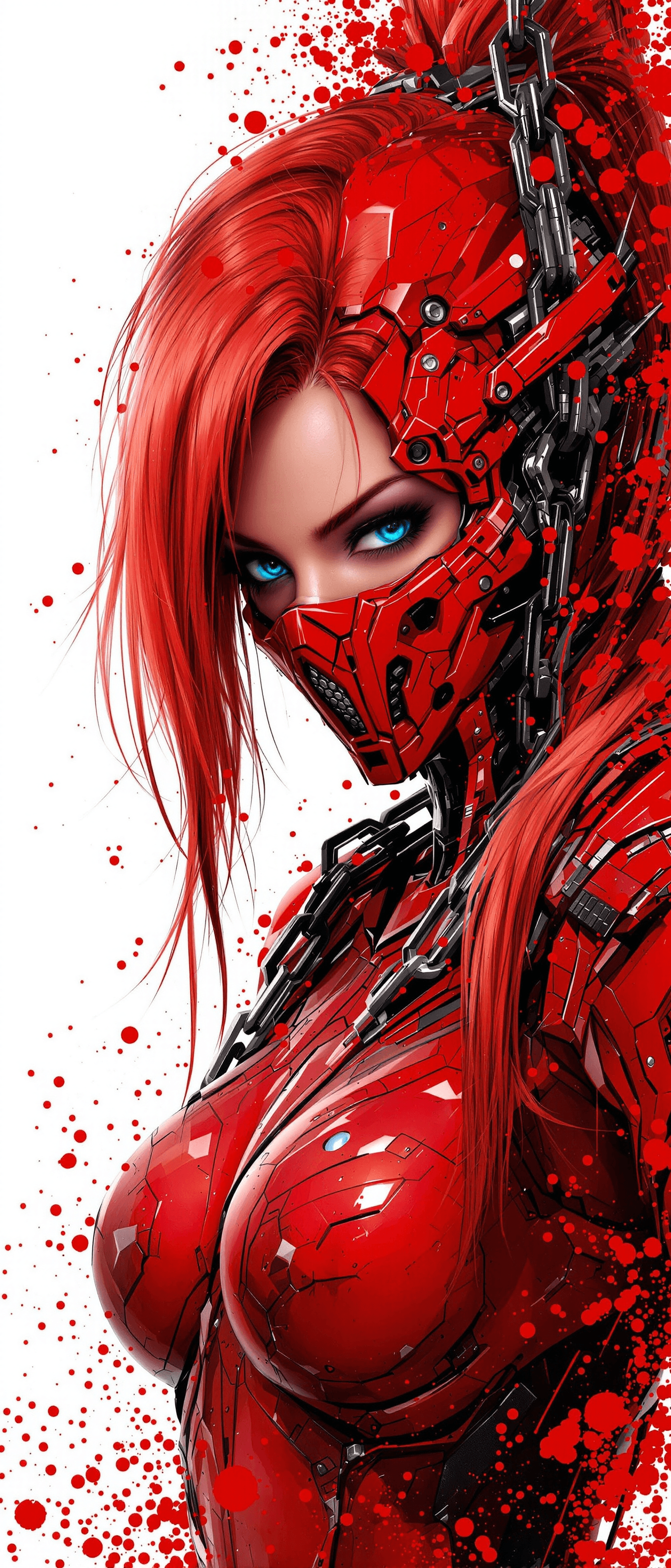 AI generated: A captivating digital artwork portrays a fierce female protagonist embodying a cyberpunk aesthetic. ...