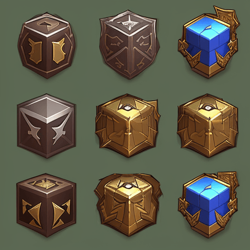 AI generated: game sprite sheet of rpg Achievements icons,  skill icons, game battle skills,collection sheet, effe...
