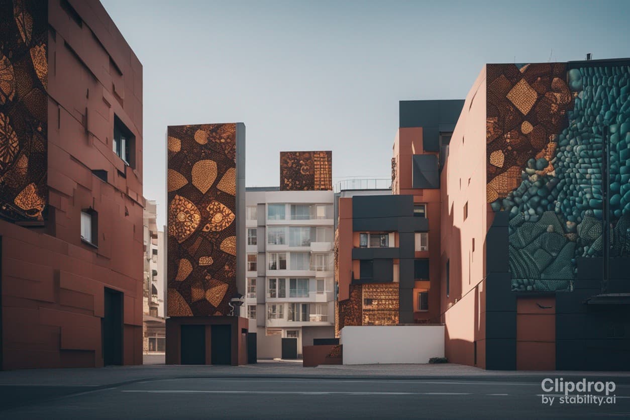 AI generated: cité moderne et futuriste avec des motifs africains sur les murs