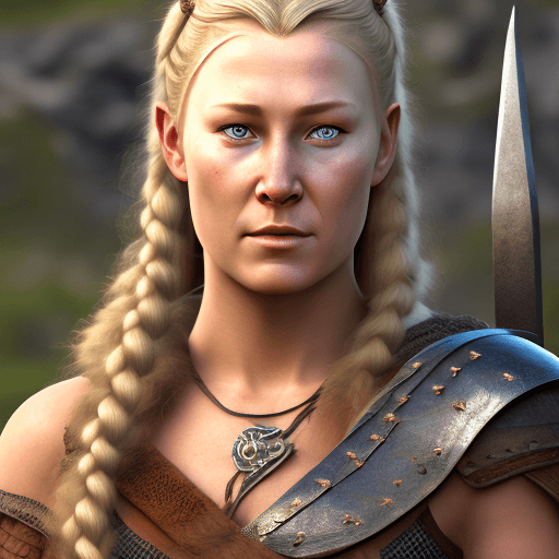 AI generated: High Definition Photo of a ultra realistic Medieval Viking Female named Thora, Daughter of Ragnar, H...