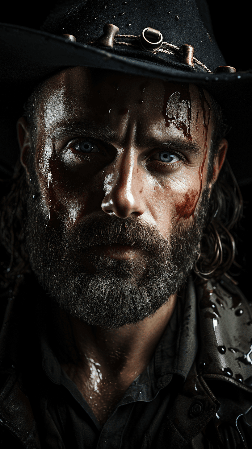 AI generated: a hyper realistic Rick Grimes from the walking dead as a futureistic soldier, the walking dead seaso...