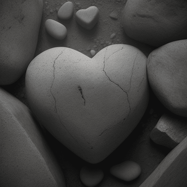 AI generated: stone heart, photographic cinematic