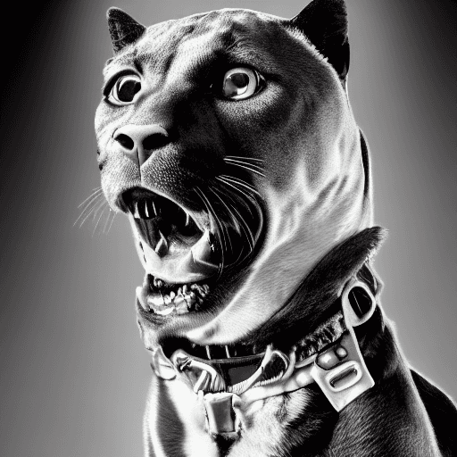 AI generated: a dog realistic photograph of a stunning anthropomorphic panther modern athletic machoman in biker o...