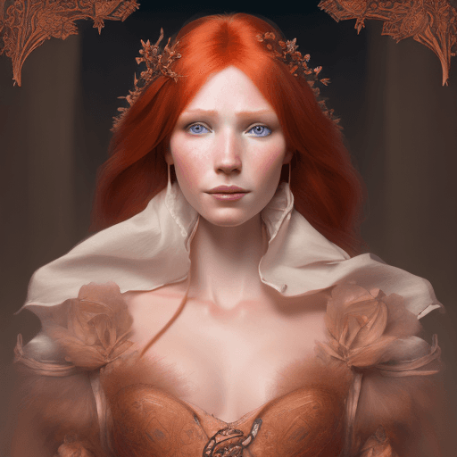 AI generated: portrait painting of a redhead feminine royal woman, ultra realistic, concept art, intricate details...
