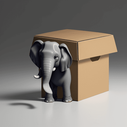 AI generated: elephant with box
