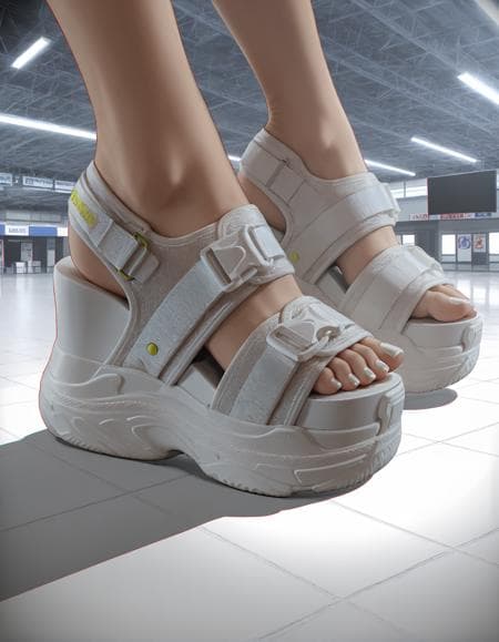 Cyber Mesh Wedge Sandals - Image 1