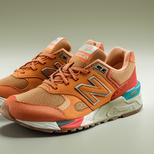 AI generated: Concept design, New Balance, shoes of the future, nanotechnology, warm bright palette, open composit...