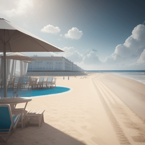 AI generated: hotel construction, beach scene, octane render, trending on artstation, t symmetrical artwork. cinem...