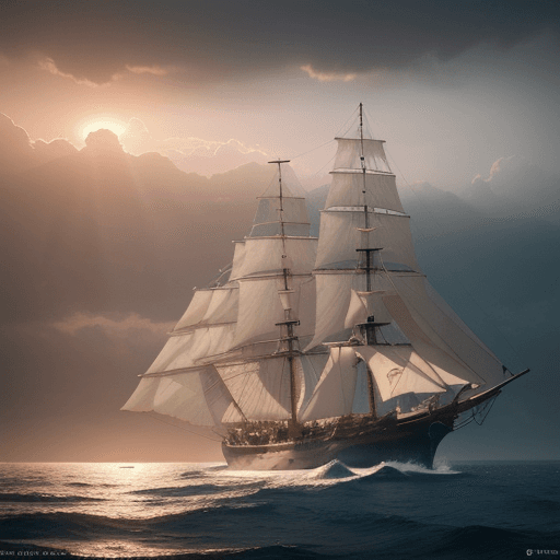 AI generated: Photo of a ultra realistic sailing ship, dramatic light, pale sunrise, cinematic lighting, battered,...
