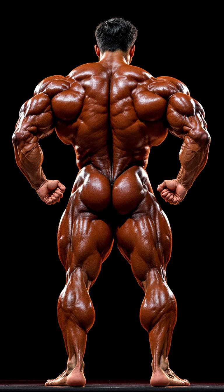 AI generated: A massive, ultra-muscular, handsome Korean IFBB pro bodybuilder in the heavyweight Classic Bodybuild...