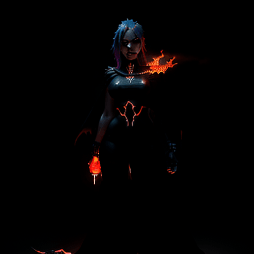AI generated: Jennyfer Lopez, DEVIL FROM HELL , CAPE OF FIRE, perfect proportion, Cyberpunk Edgerunner style, late...