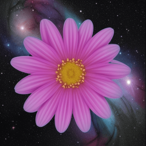 AI generated: flowers vivid colours in sparkling space universe