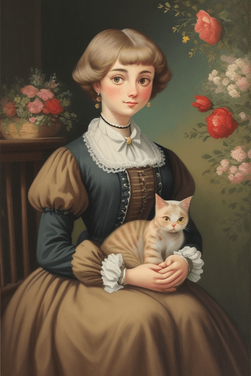 AI generated: a cat,a cat,a cat,a cat,a cat,a cat,a cat,a cat,Retro oil painting style，Vintage oil painting style,...