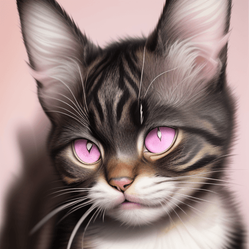 AI generated: Ultra-realistic photo portrait of a feisty black tabby cat with stripes, big round eyes full of misc...