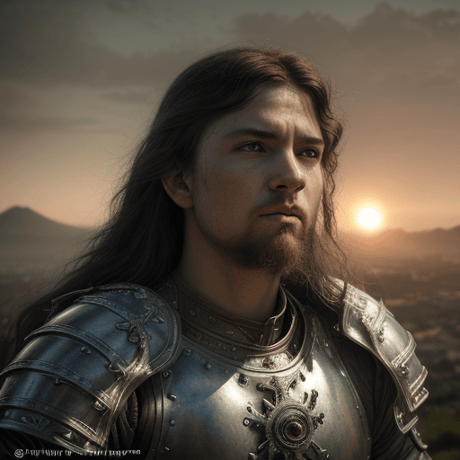 AI generated: Ultra high resolution photography of a medieval, heroic, king, dramatic light, pale sunrise, cinemat...