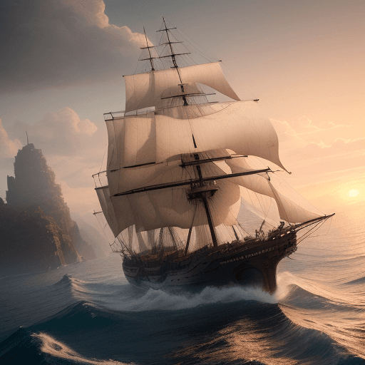 AI generated: Photo of a ultra realistic sailing ship, dramatic light, pale sunrise, cinematic lighting, battered,...