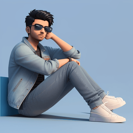 AI generated: Create a 3D illustration of an animated character sitting casually on top of a social media logo “IN...