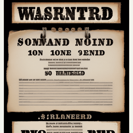 AI generated: a wanted poster for a missing submarine, text in english, 50 bold reward
