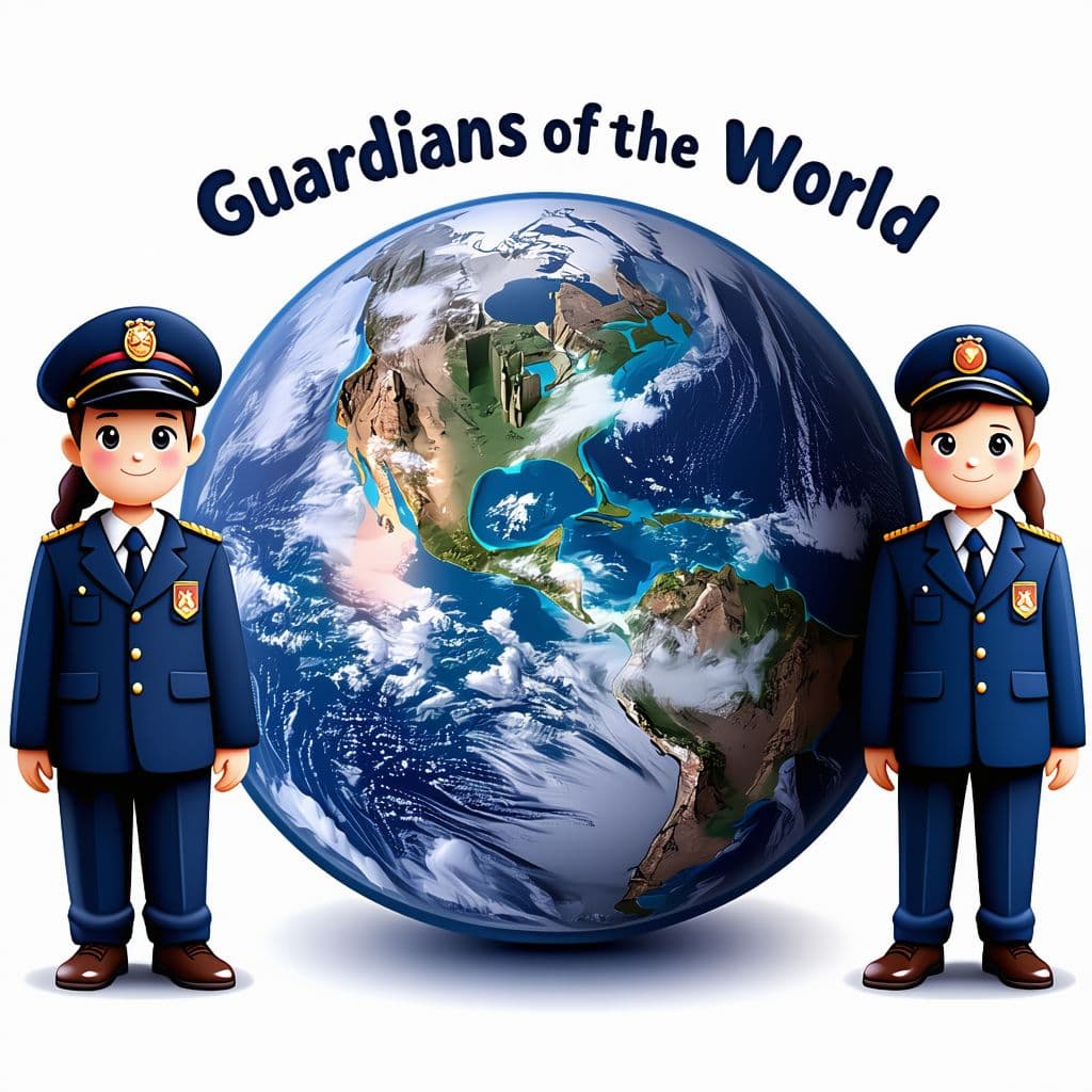 AI generated: Design an anagram logo specifically written "Guardians of the World." I want the world ball to appea...