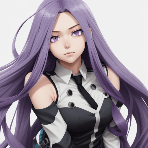 AI generated: very long hair, gorgeous girl, very very long hair ((purple hair)), ((grey-blue eyes)), (Boku no her...