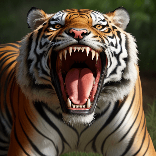 AI generated: An image of a tiger snarling, showcasing its sharp teeth and powerful jaws