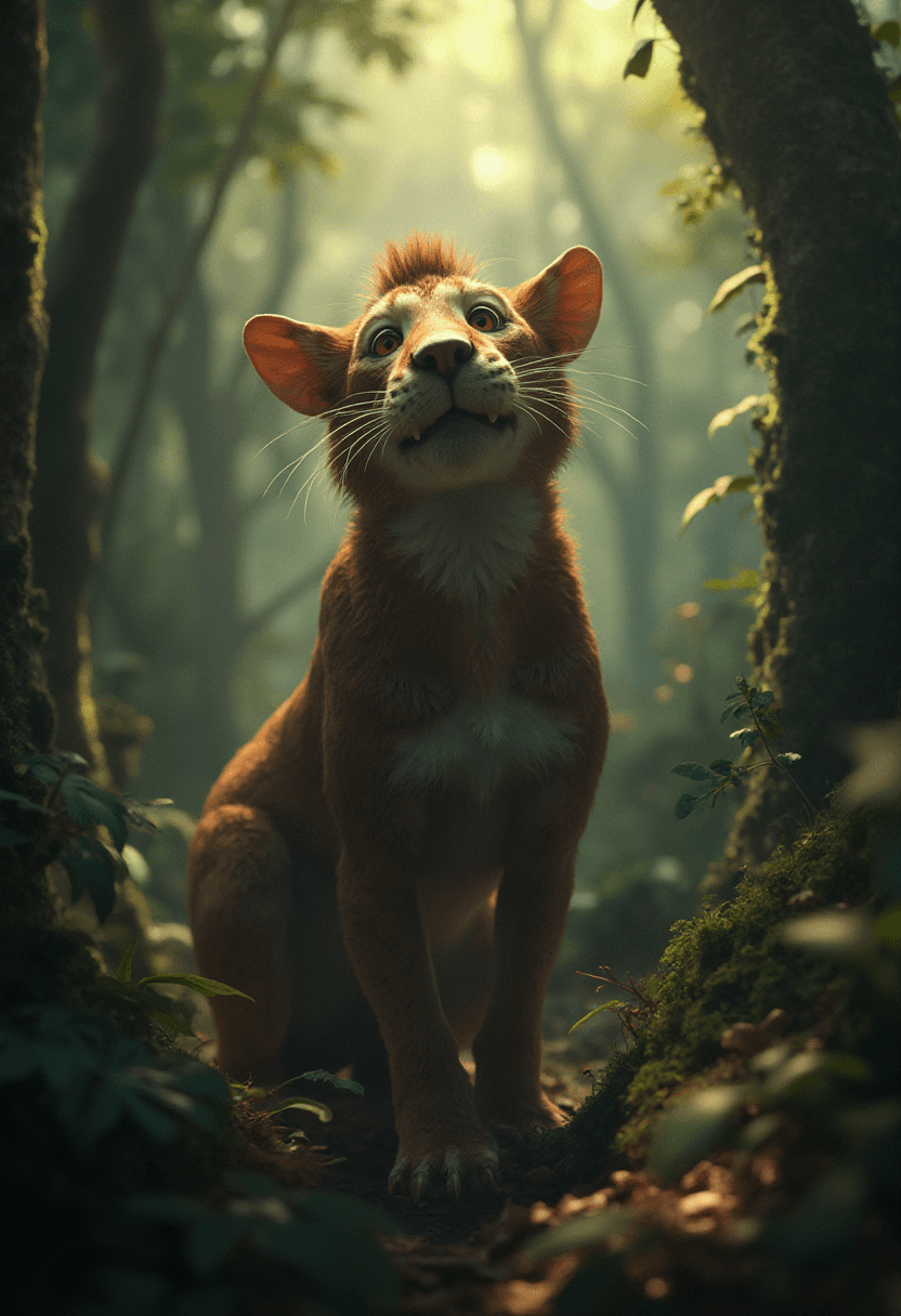 AI generated: a film still jungle carnival, medium shot, waist up, studio ghibli, pixar and disney animation, shar...