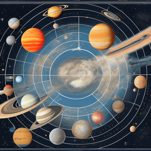 AI generated: solar system map in flat projection, hyper realism, high detail