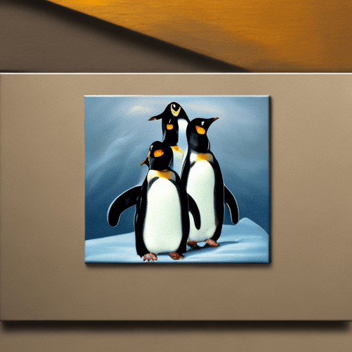 AI generated: brainstorming penguins, photorealistic painting