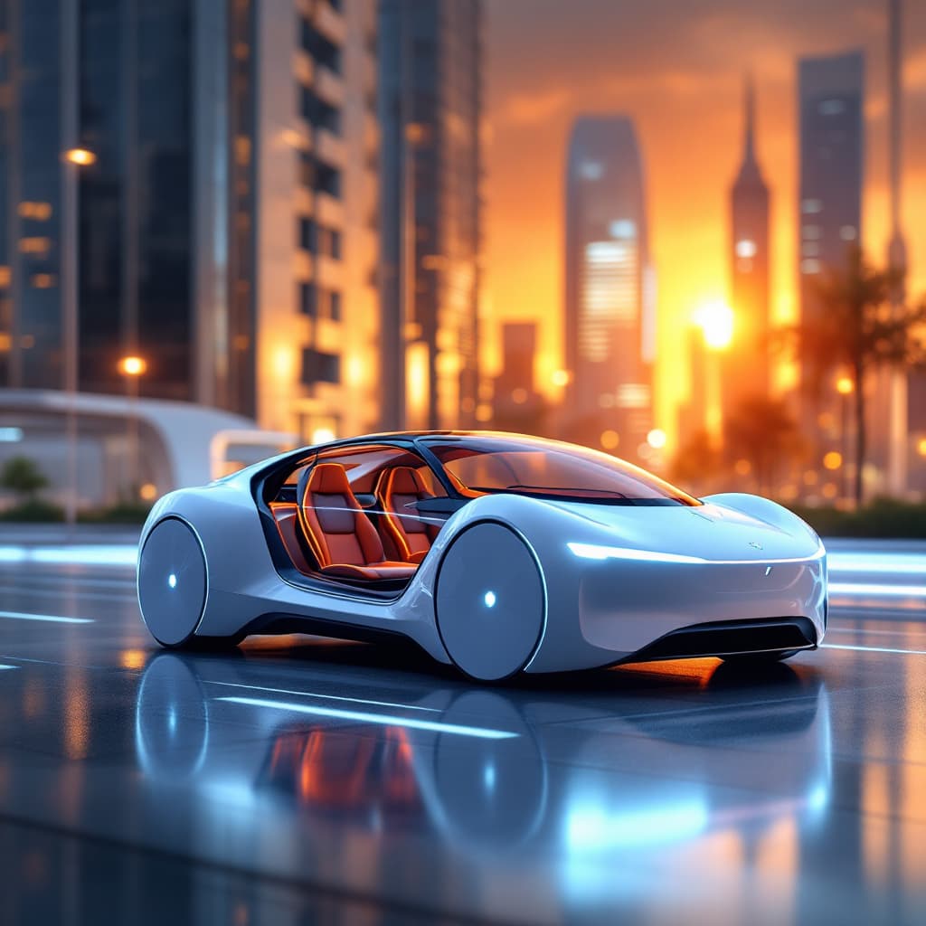 AI generated: Electric vehicle, futuristic design, sleek and aerodynamic, high-tech interior, sustainability focus...