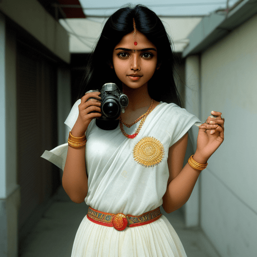 AI generated: To capture the essence of a North Indian beautiful girl in the 90s with a dynamic composition remini...