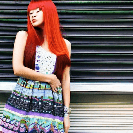 AI generated: 25 years old, red hair, beautiful japanese girl hand on hip pose