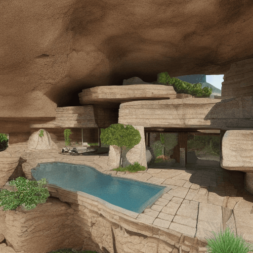 AI generated: cave house, hyperrealistic