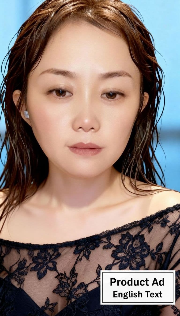 AI generated: This photograph captures an intimate moment featuring a young Asian woman with straight, dark brown ...