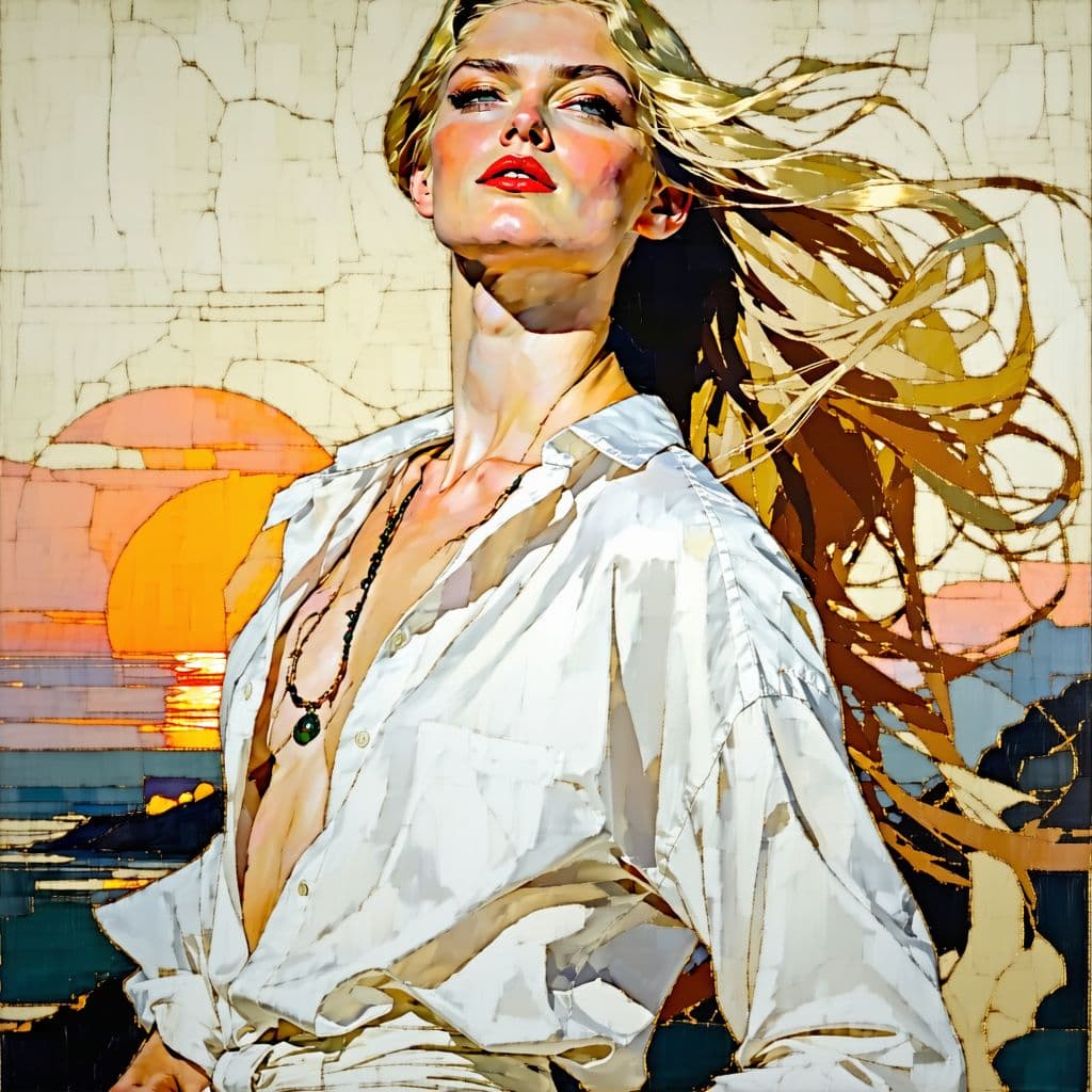 AI generated: Create a richly detailed portrait inspired by the techniques of Joseph Christian Leyendecker, featur...