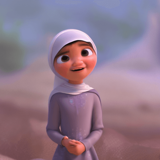 AI generated: pixar animation style muslim girl,