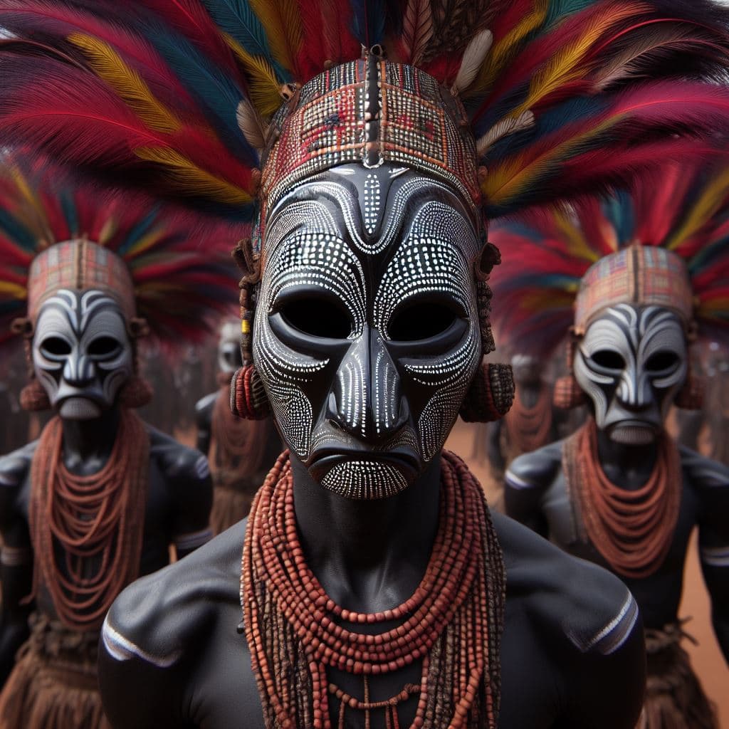 AI generated: African indigenuous masked dancer, NatGeo photography