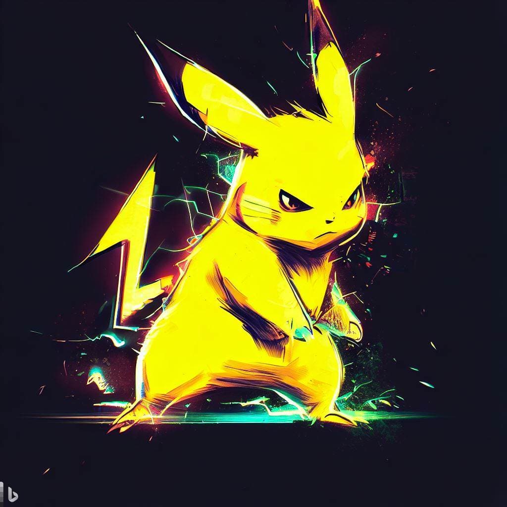 AI generated: pokemon pikachu, active pose, anime, scetch, nvinkpunk, abstract brush strokes, heavy lines, HDR Neo...