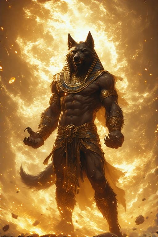 AI generated: wolf man, telekinesis, muscles, Pharaoh, supernatural