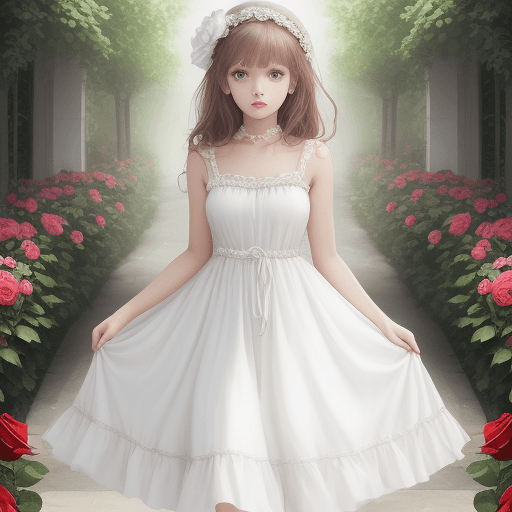 AI generated: A rose girl in white dress.