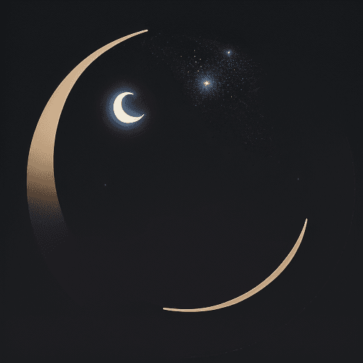 AI generated: Create a graceful and abstract depiction of a crescent moon, subtly incorporating the letters E and ...