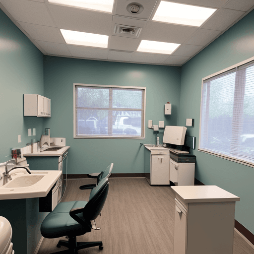 AI generated: Photo of a dentist office with dental equipment 