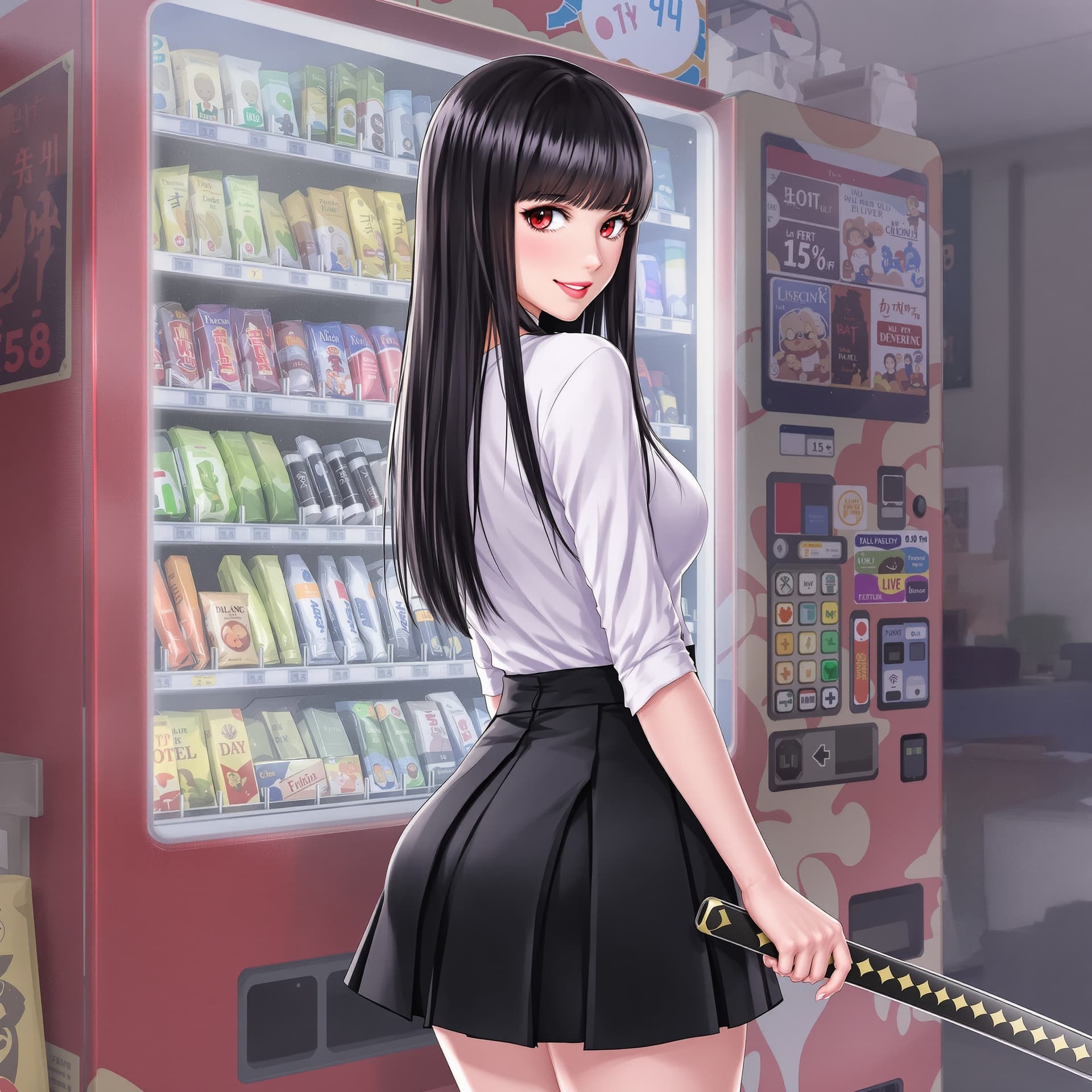 AI generated: 1girl,solo,beautiful face, perfect eyes, detailed eyes,mature female,
dutch angle,
black hair, blu...