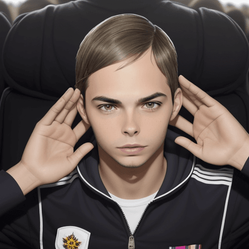 AI generated: Cara seria de andreas lubitz de frente,fondo del cielo y manos entrelazadas
