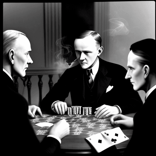 AI generated: President Calvin Coolidge, smoking a cigarette, playing cards with some guys